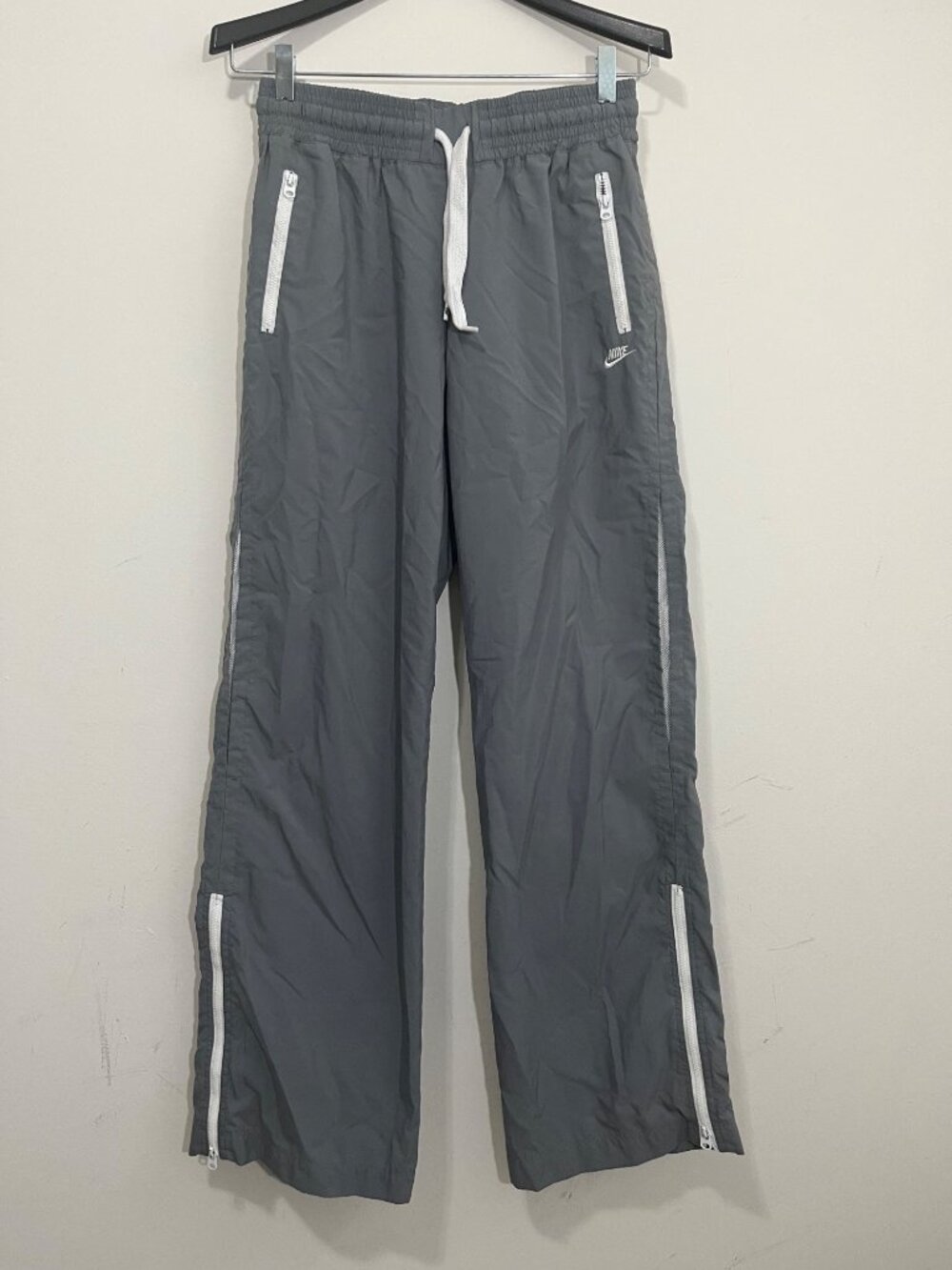 Vtg Y2K Nike Track Pants Windbreaker Swoosh Gray Womens M Mesh Outdoor Gorpcore